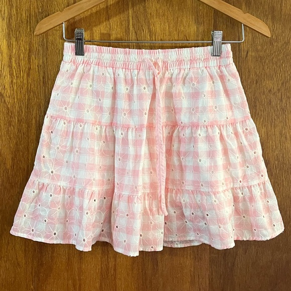 ALTAR’D STATE Pink & White Eyelet Mini Skirt Sz M - Picture 1 of 5